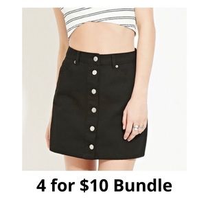 Forever 21 Button Front Black Denim Skirt